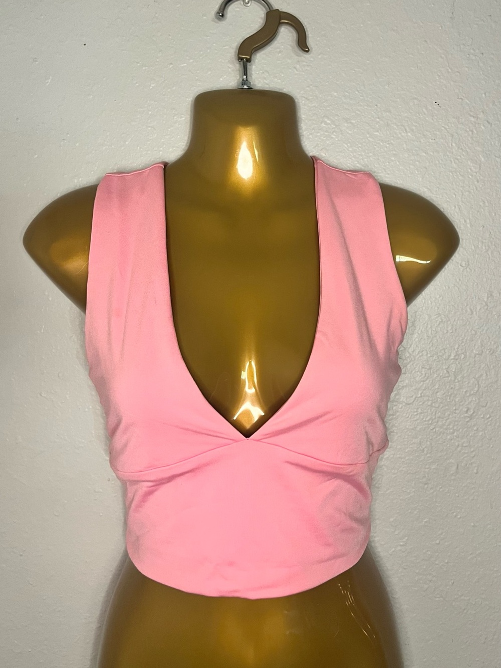 Sleeveless Pink V-Neck Crop Top